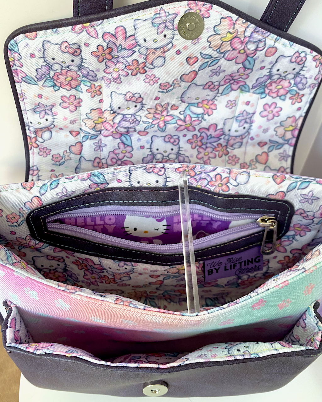 Purple Bow Kitty Satchel Bag