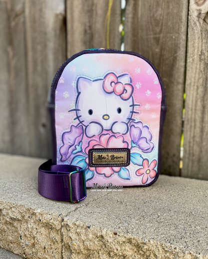 Purple Floral Bow Kitty Small Sling
