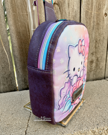 Purple Floral Bow Kitty Small Sling