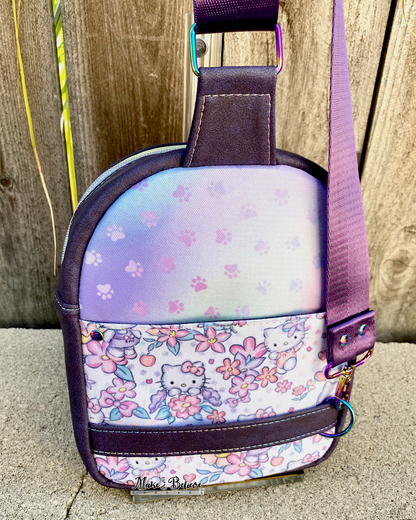 Purple Floral Bow Kitty Small Sling