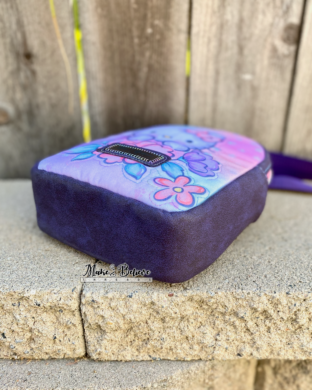 Purple Floral Bow Kitty Small Sling