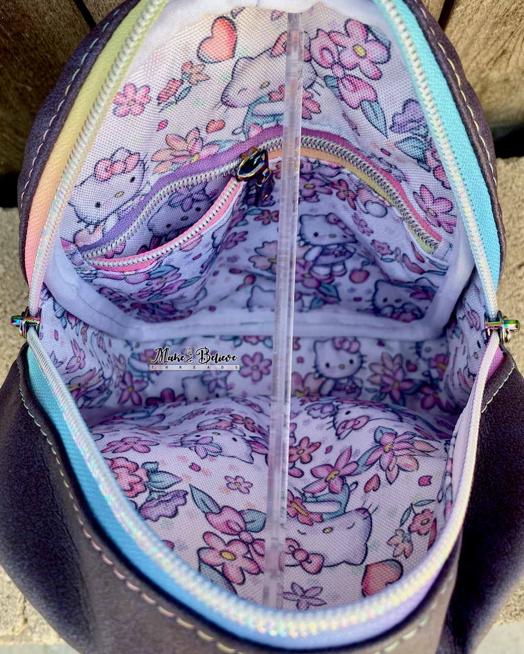 Purple Floral Bow Kitty Small Sling