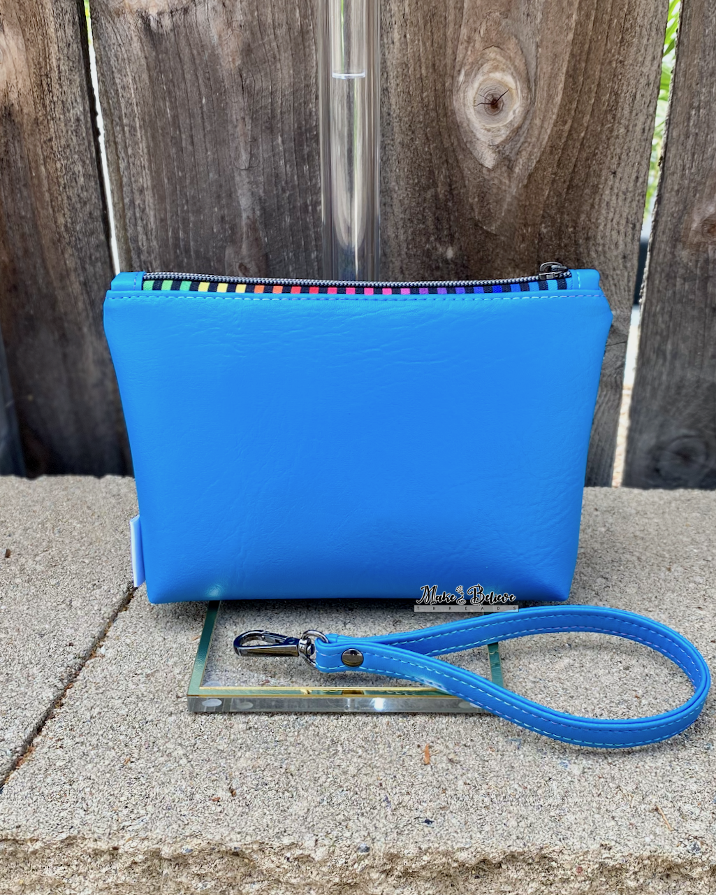 Reef Fish Friend Turquoise Pouch with Wristlet Strap