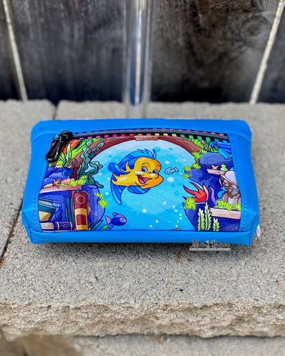 Reef Fish Friend Turquoise Pouch with Wristlet Strap