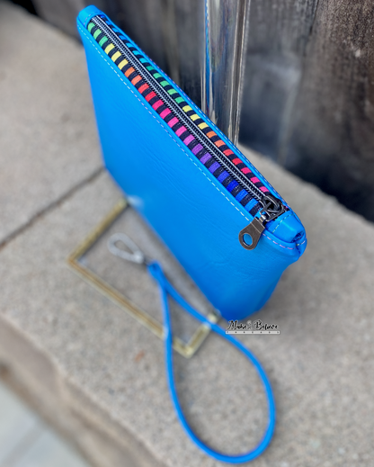 Reef Fish Friend Turquoise Pouch with Wristlet Strap