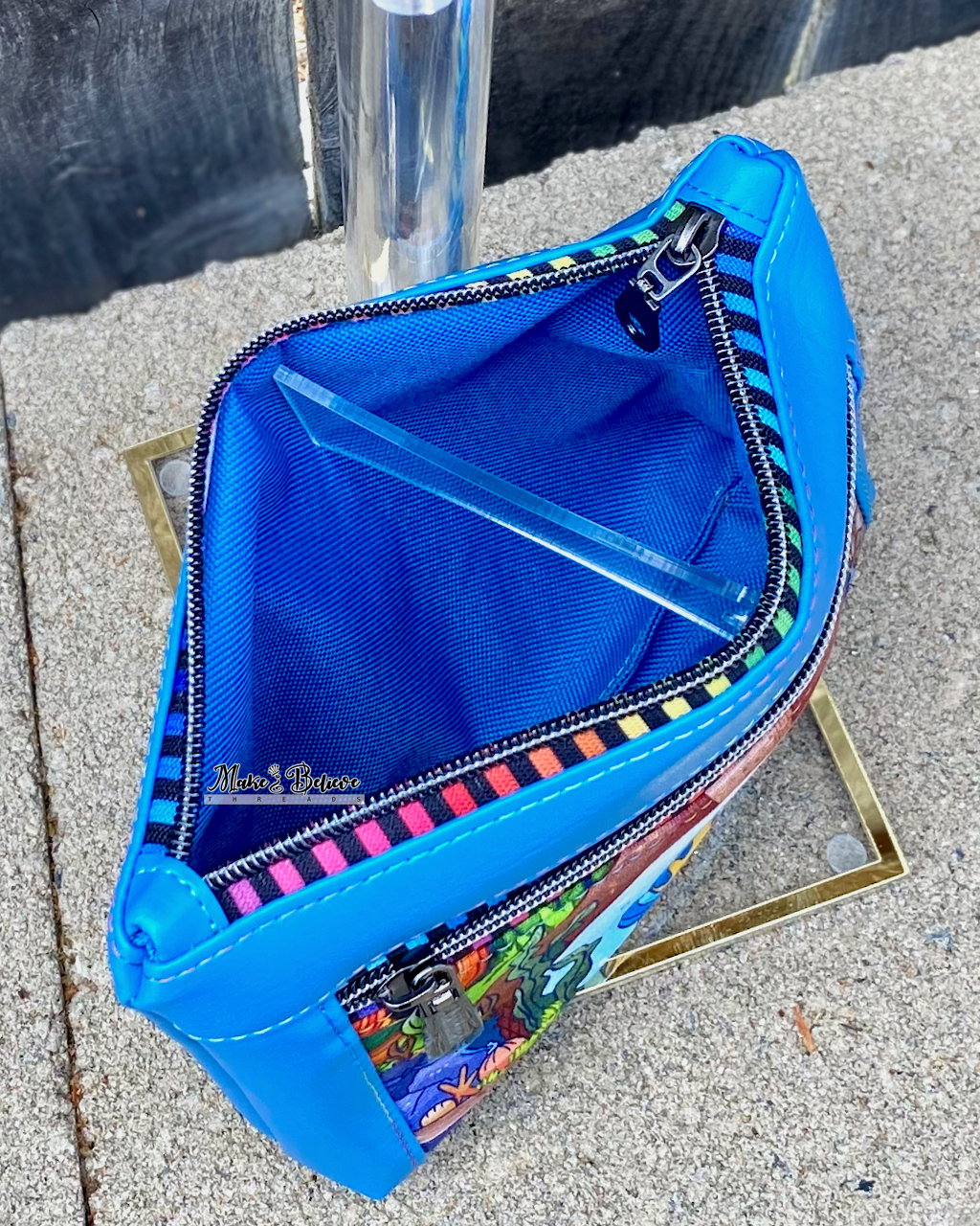 Reef Fish Friend Turquoise Pouch with Wristlet Strap