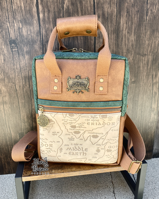 Small Green and Brown Debossed LOTR Making Backpack