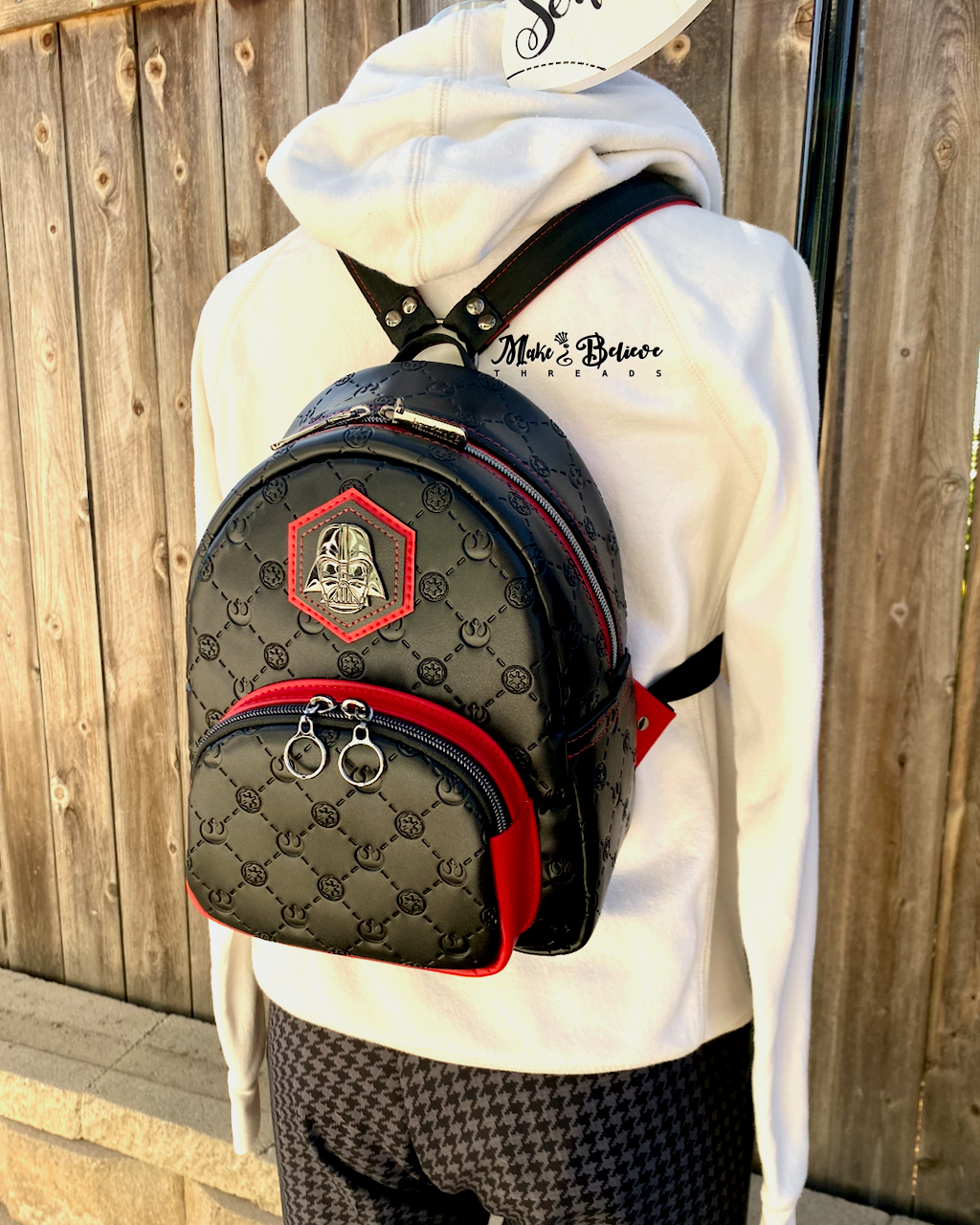 Space Wars Baddie Black and Red Small Backpack