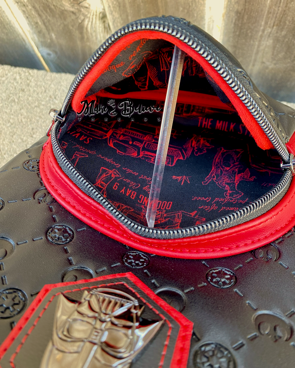 Space Wars Baddie Black and Red Small Backpack