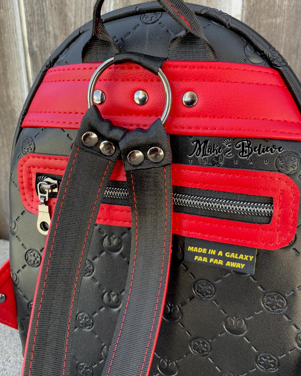 Space Wars Baddie Black and Red Small Backpack