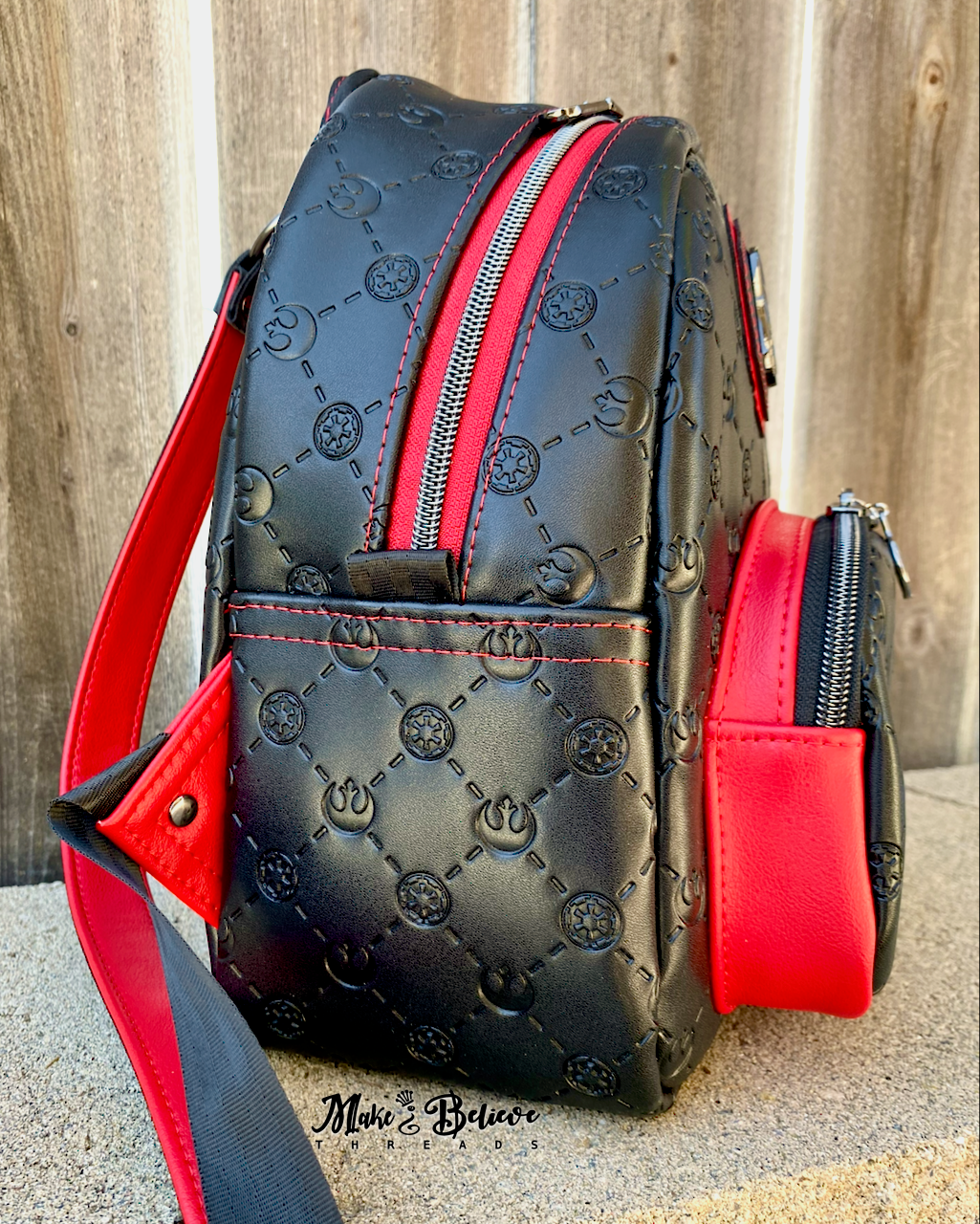 Space Wars Baddie Black and Red Small Backpack