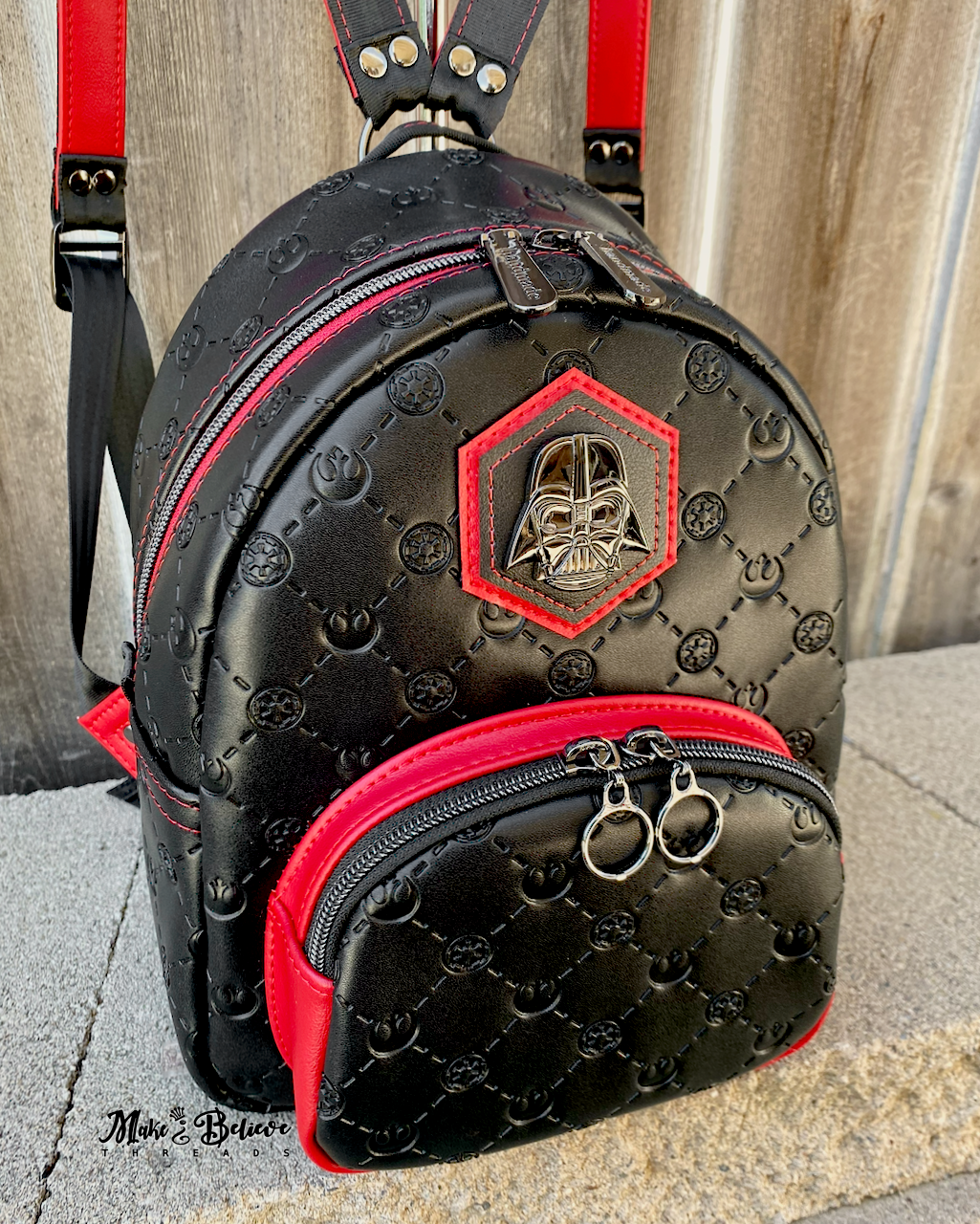 Space Wars Baddie Black and Red Small Backpack