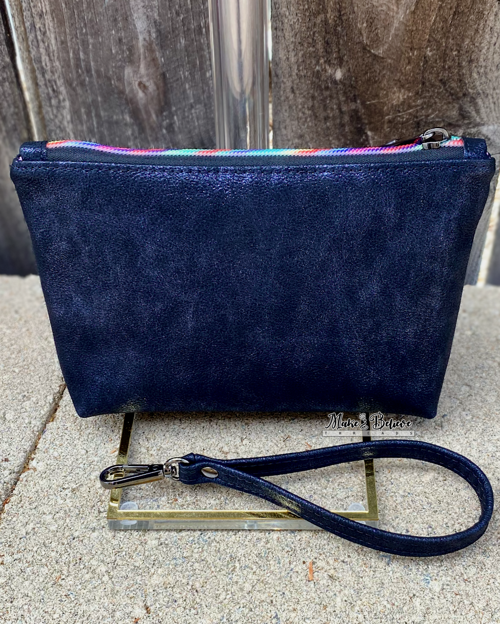 Spidey Distressed Midnight Blue Pouch with Wristlet Strap