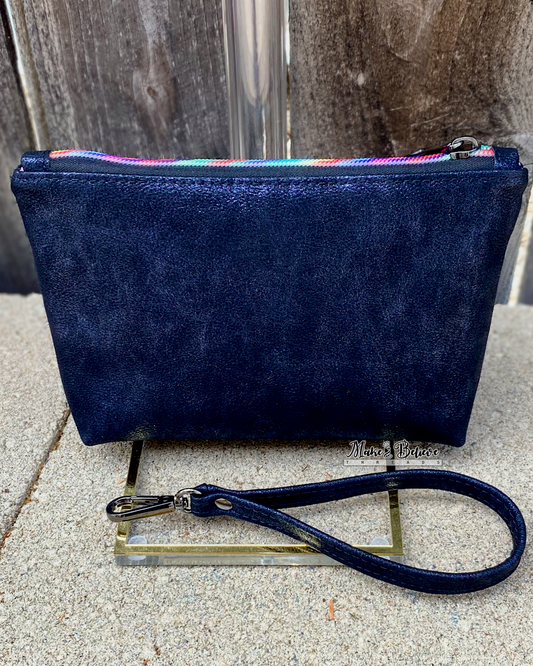 Spidey Distressed Midnight Blue Pouch with Wristlet Strap