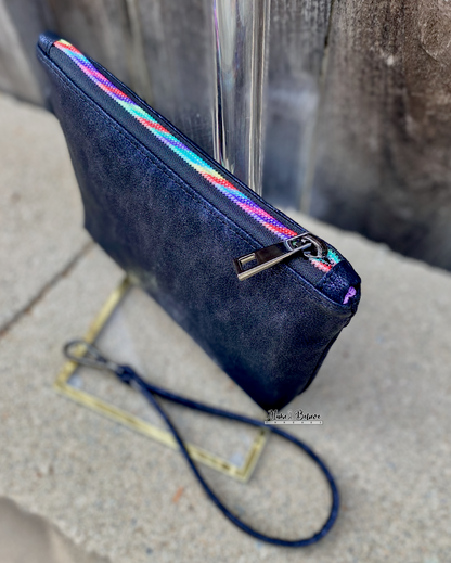 Spidey Distressed Midnight Blue Pouch with Wristlet Strap