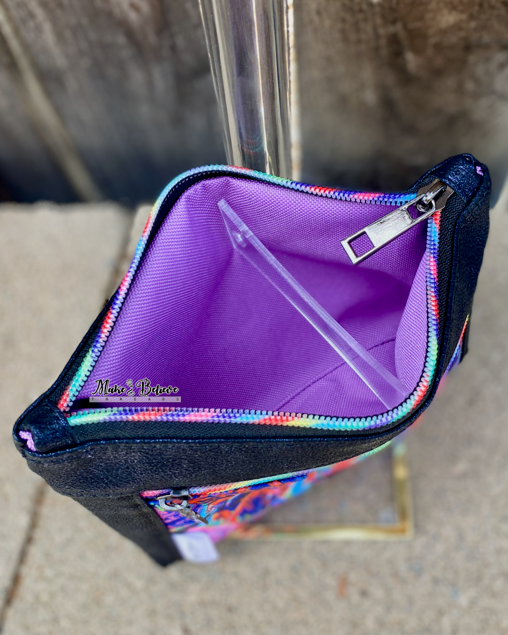 Spidey Distressed Midnight Blue Pouch with Wristlet Strap