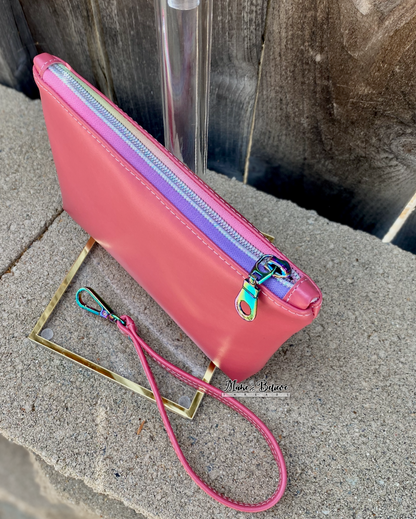 Squishimals Soft Shimmering Coral Pouch with Wristlet Strap