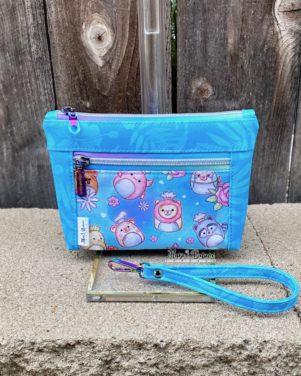 Squishimals Tropical Blue Pouch with Wristlet Strap