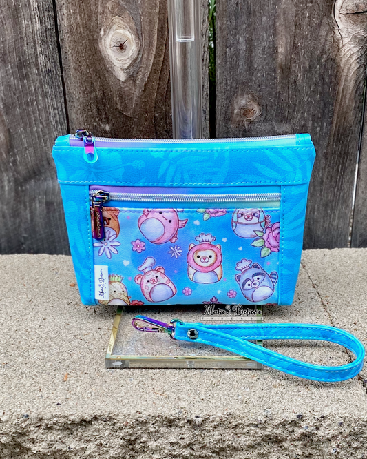 Squishimals Tropical Blue Pouch with Wristlet Strap