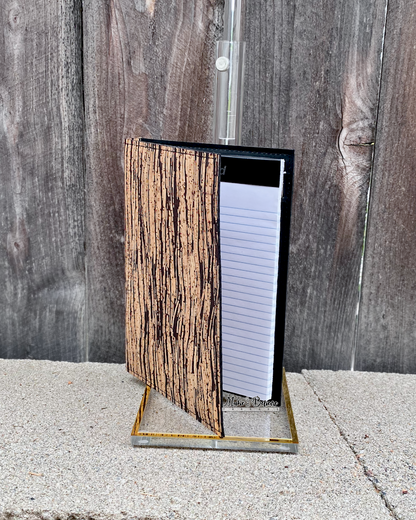 Striated Natural Cork and Black Jr. Notepad Covers