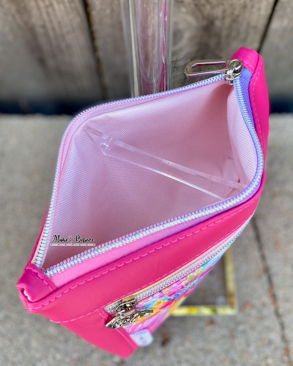 Summer Floral Hot Pink Pouch with Wristlet Strap