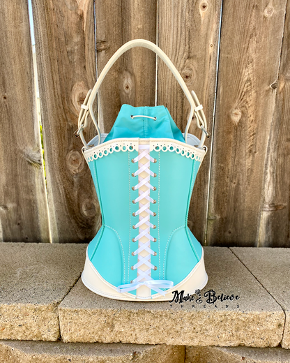 Sweet Hand-Stitched Tiffany Blue Lolita Corset Handbag
