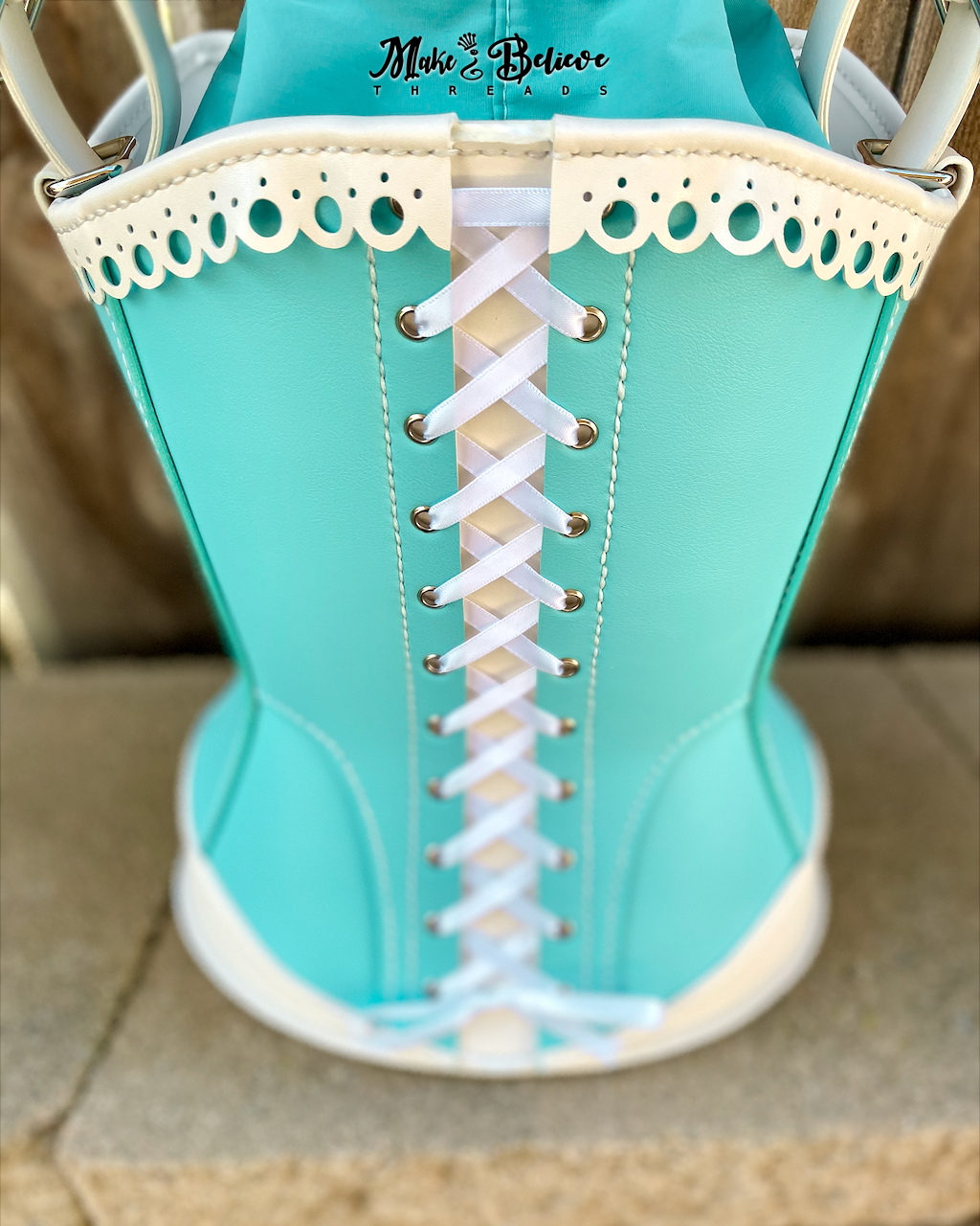 Sweet Hand-Stitched Tiffany Blue Lolita Corset Handbag