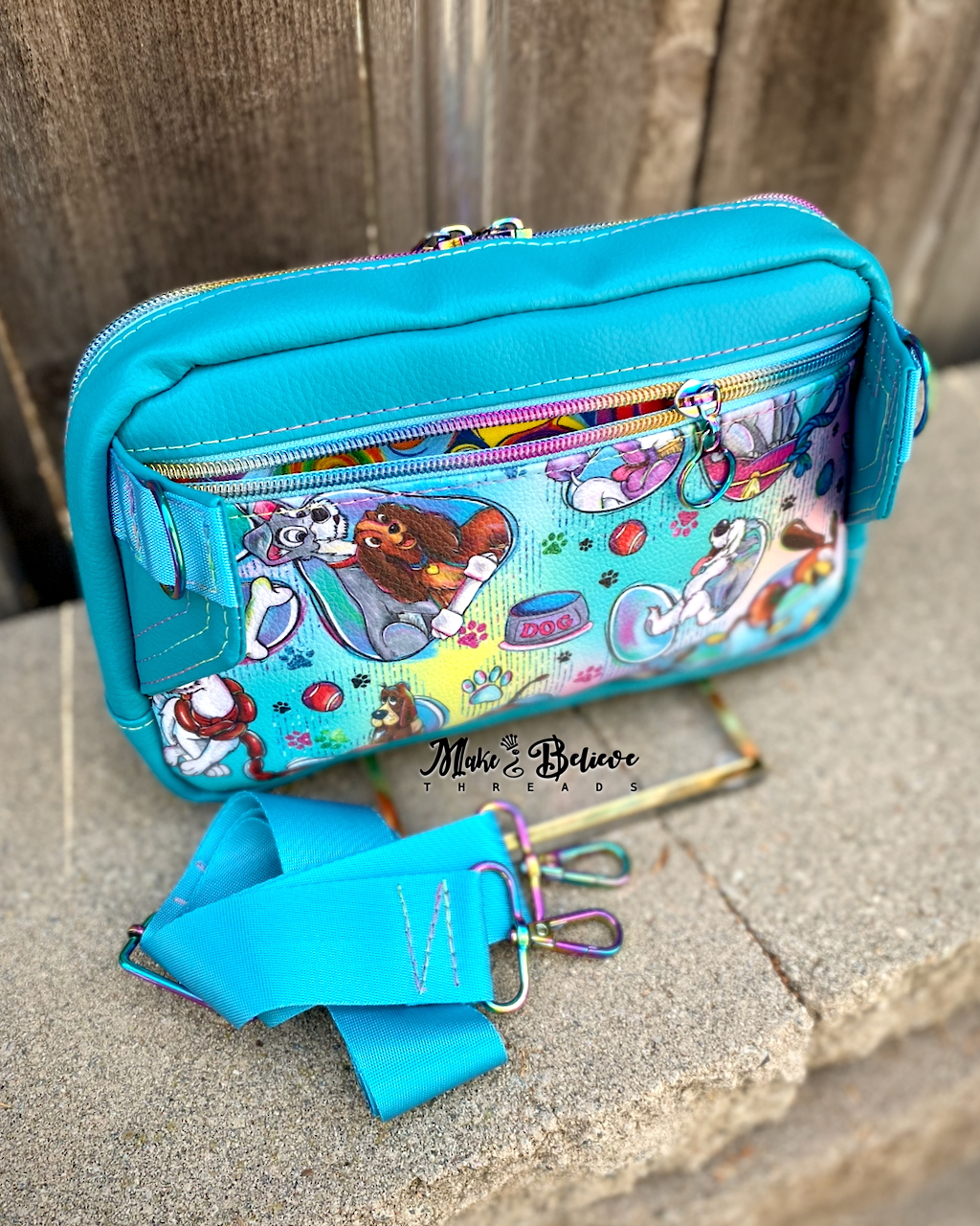 Teal Puppy Love Large Hip Pack