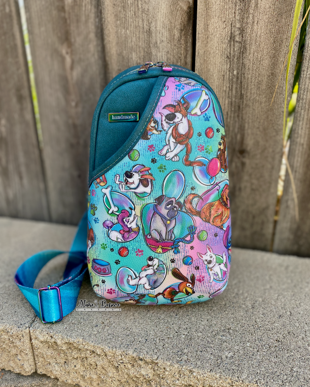 Teal Puppy Love Midsize Sling Bag