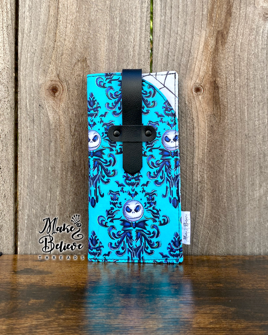 Teal and Black Jack Damask Glasses Sleeve