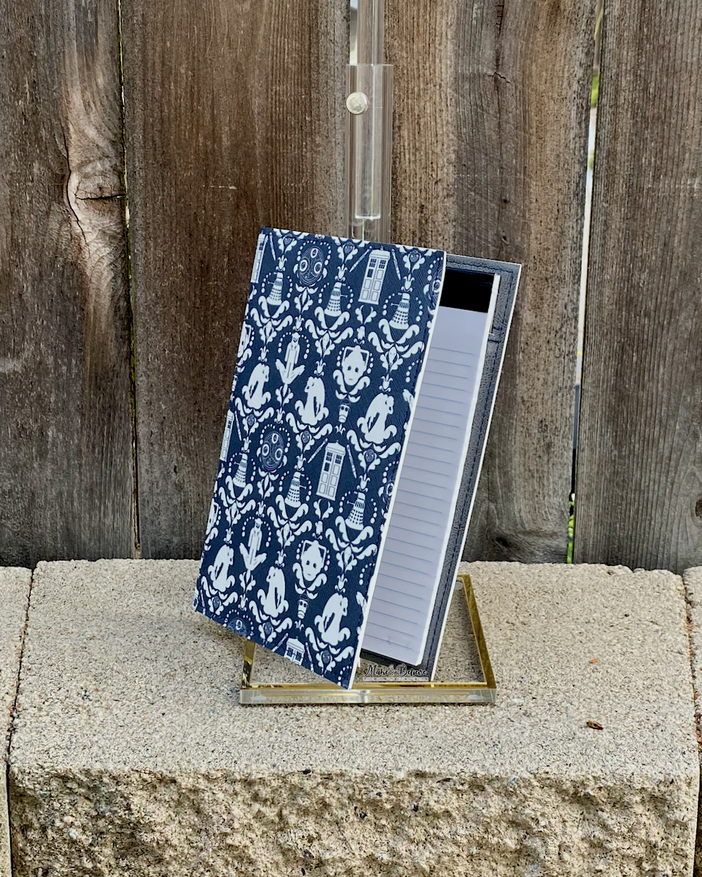 The Doctor Blue Damask and Grey Jr. Notepad Cover