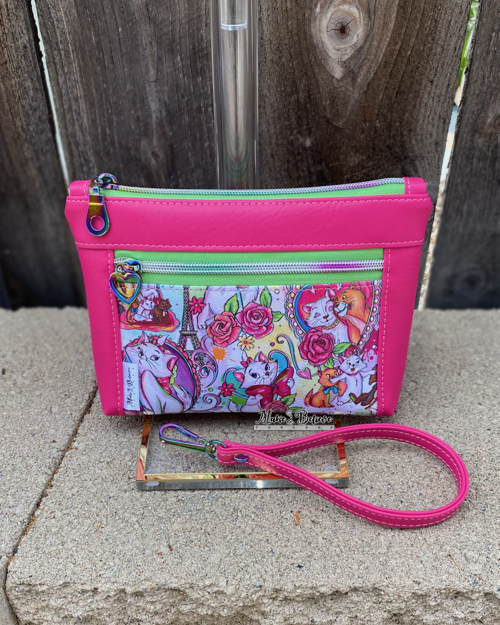 To Be a Cat Hot Pink Pouch with Wristlet Strap