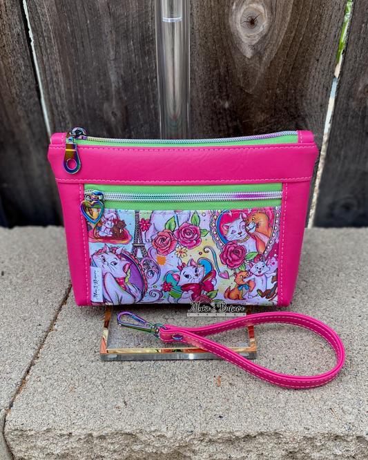 To Be a Cat Hot Pink Pouch with Wristlet Strap