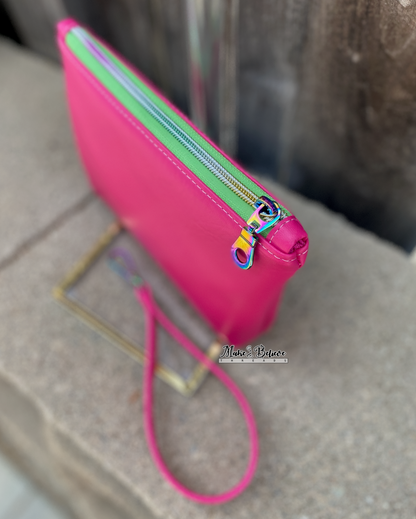 To Be a Cat Hot Pink Pouch with Wristlet Strap