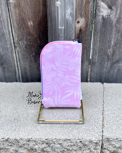 Tropical Pink Bow Kitty Padded Zipper Pouch