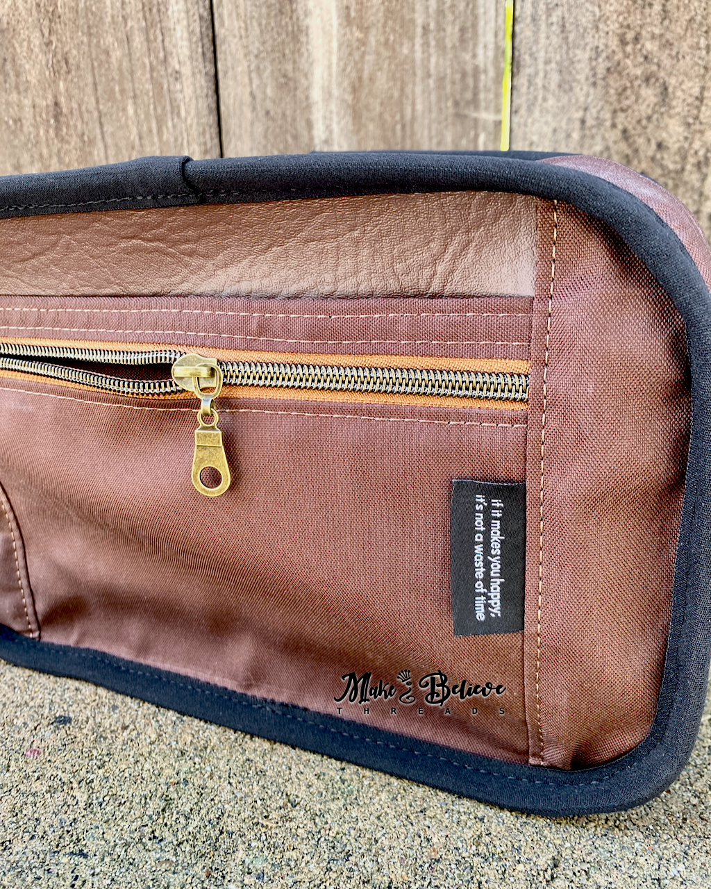 Two-Tone Brown Debossed LOTR Map Crossbody Bag