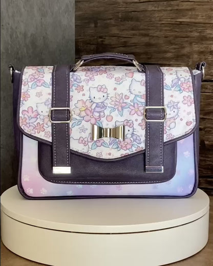 Purple Bow Kitty Satchel Bag